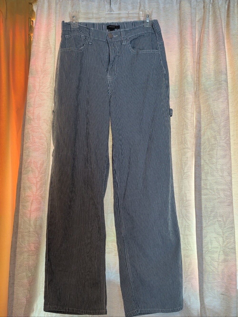 Forever 21 Pinstripe Wide-Leg Jeans